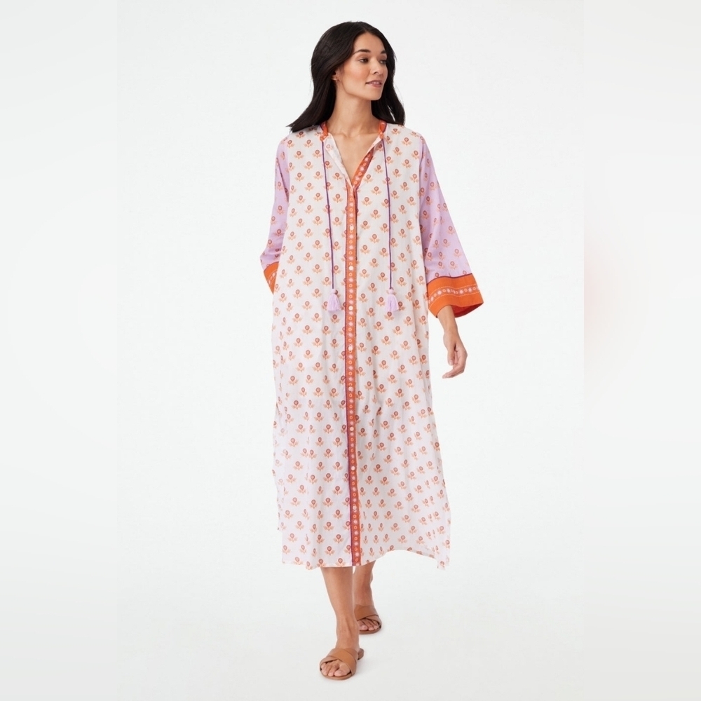 Roller Rabbit Amanda Daisy Chahna Long Silk Blend Kurta Small
